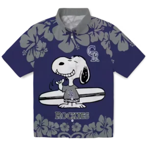Colorado Rockies Snoopy Surf Blue White Hawaiian Shirt