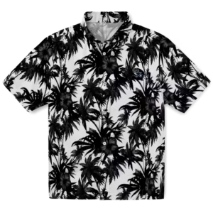 Dallas Cowboys Palm Motifs Black White Hawaiian Shirt