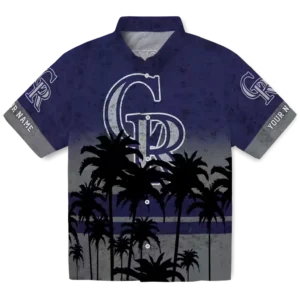 Personalized Colorado Rockies Sunset Pattern Blue Black Hawaiian Shirt